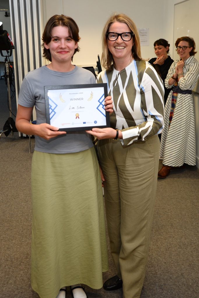 Winner of the final pitch day, Lea Stern with Rachel Gallagher, Enterprise and Innovation Manager at IADT